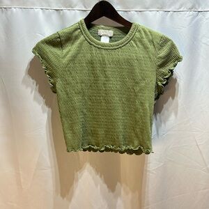 Green cropped shirt polyester/cotton blend